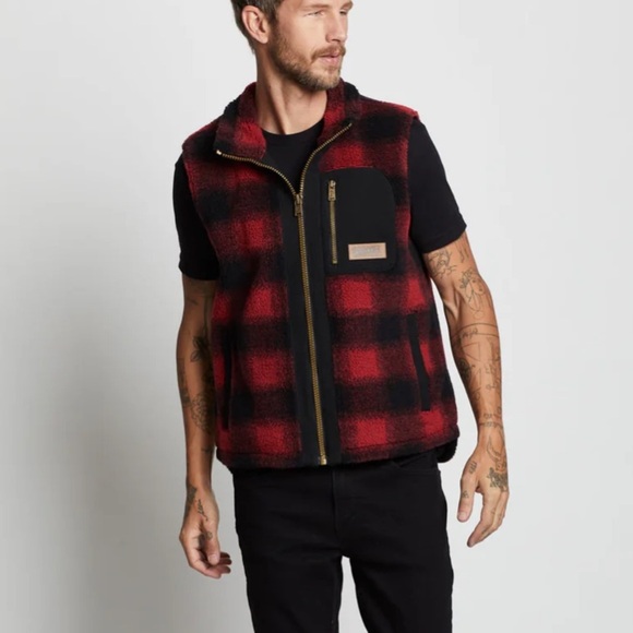Pendleton Men’s Ridgeline Buffalo Plaid Sherpa Vest NWT